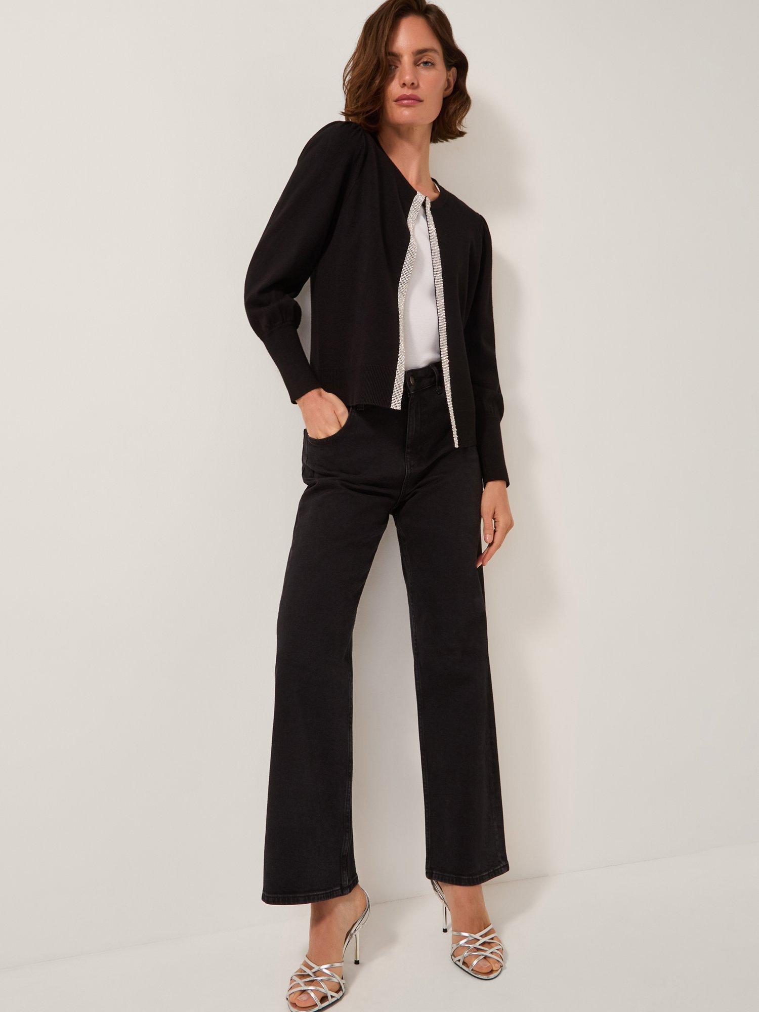 Product image 3 of 5, which shows Monsoon Eden Diamante Embellished Cardigan, Black, M