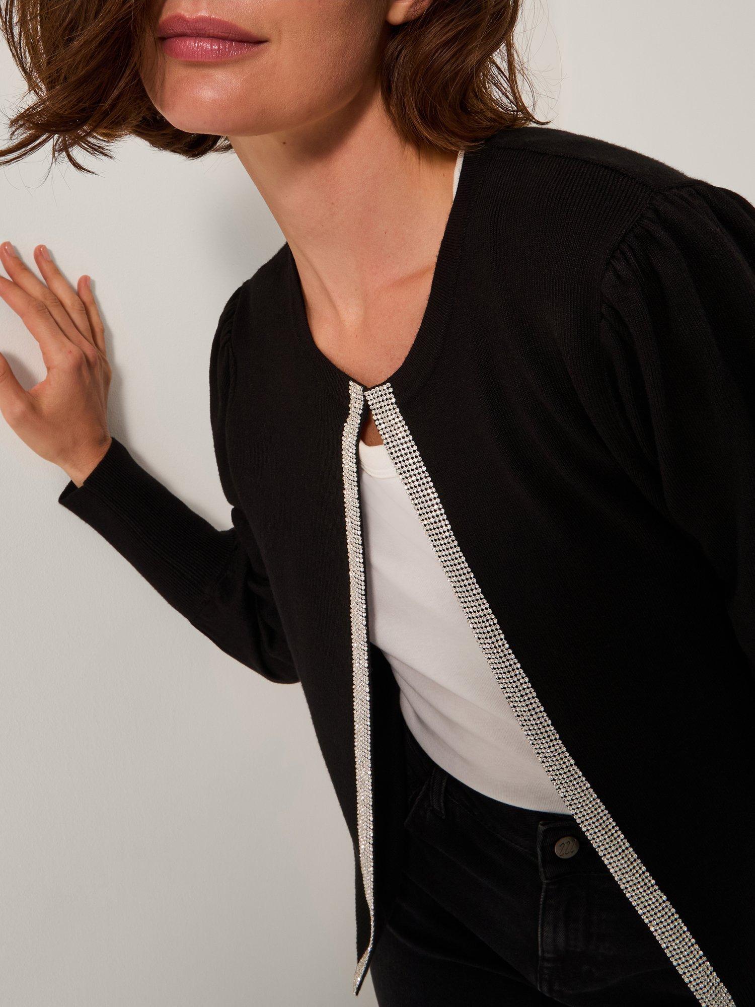 Product image 4 of 5, which shows Monsoon Eden Diamante Embellished Cardigan, Black, M
