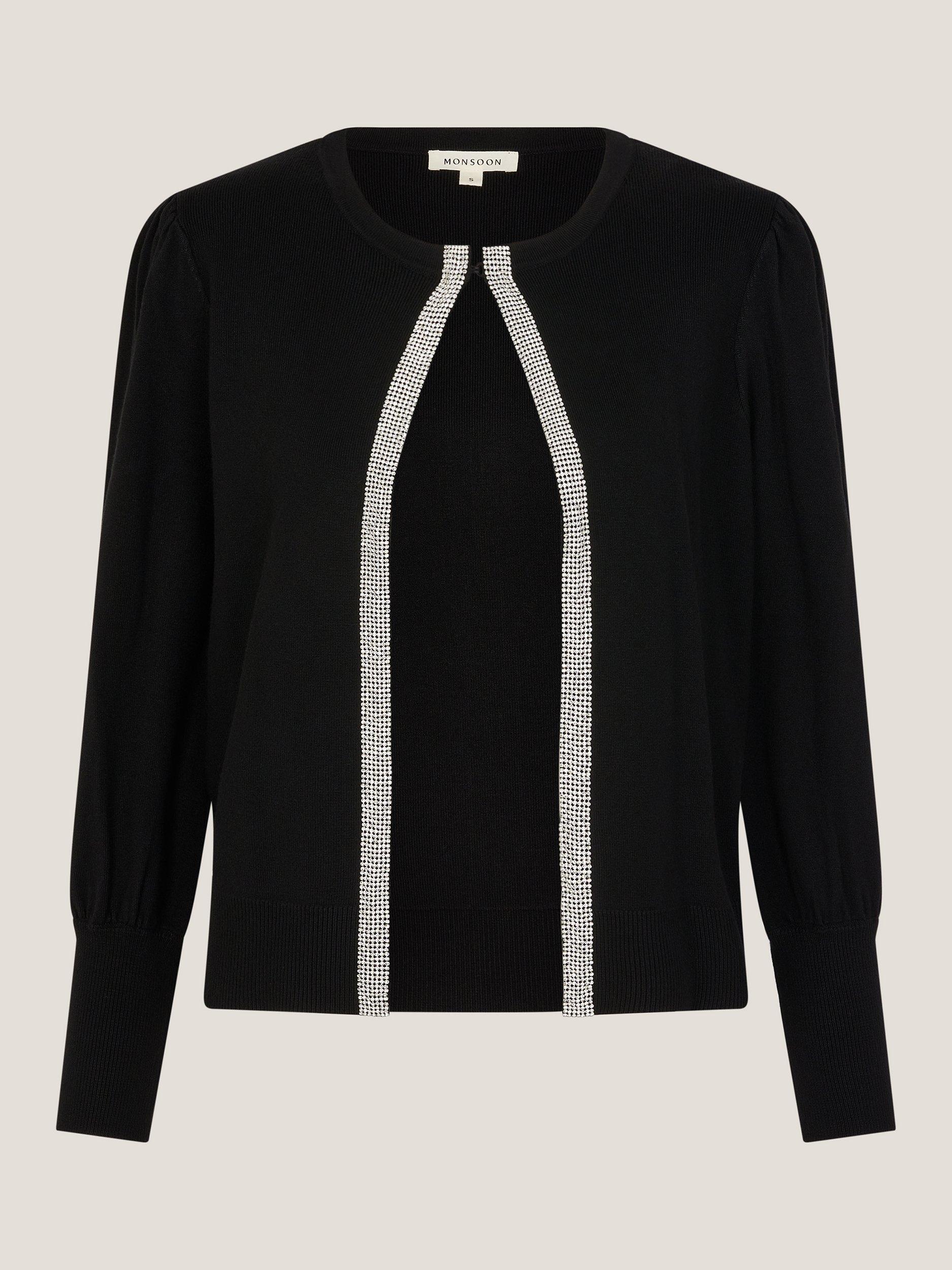 Product image 5 of 5, which shows Monsoon Eden Diamante Embellished Cardigan, Black, M