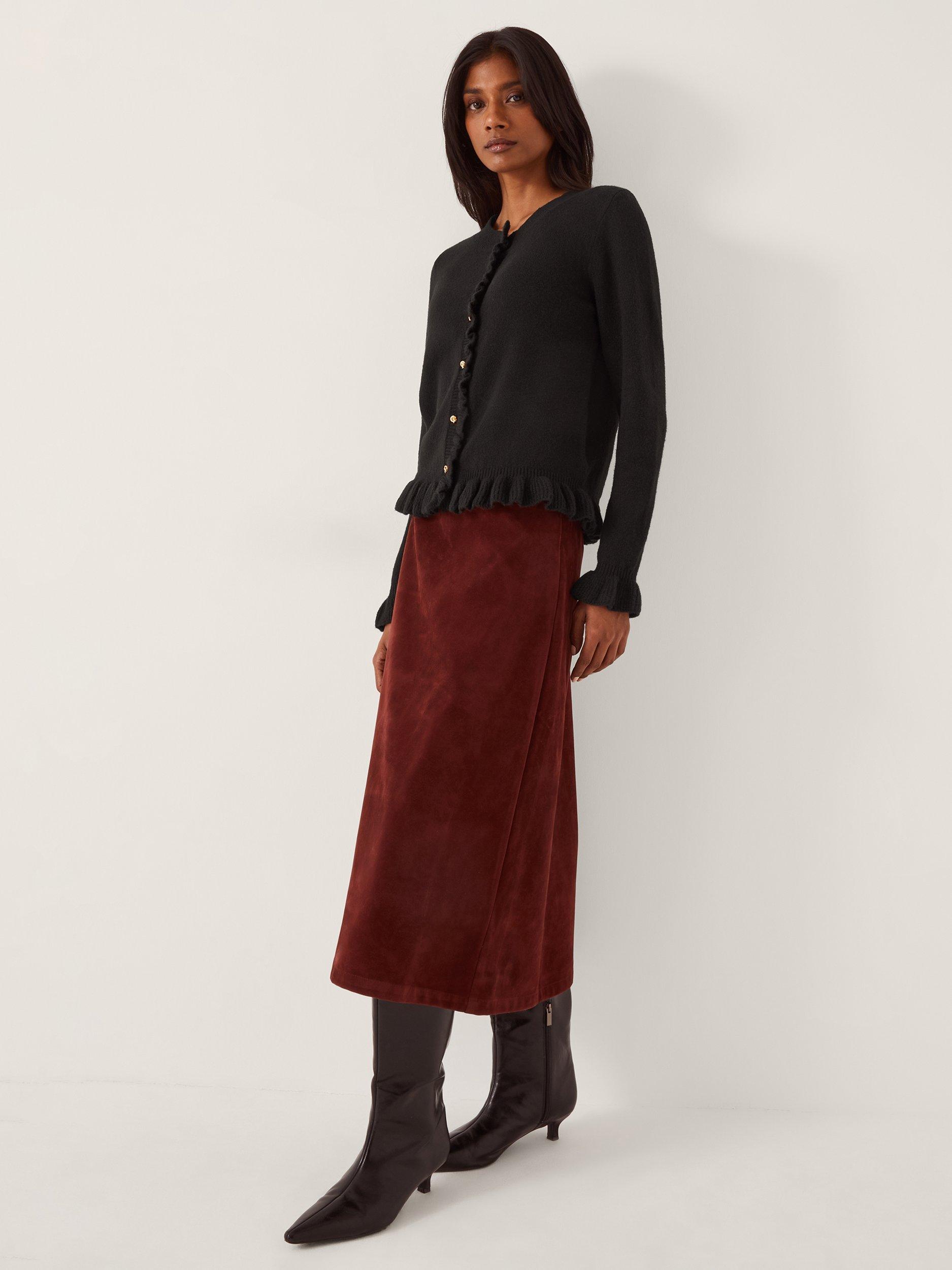 Product image 3 of 5, which shows Monsoon Rina Ruffle Cardigan, Black, S