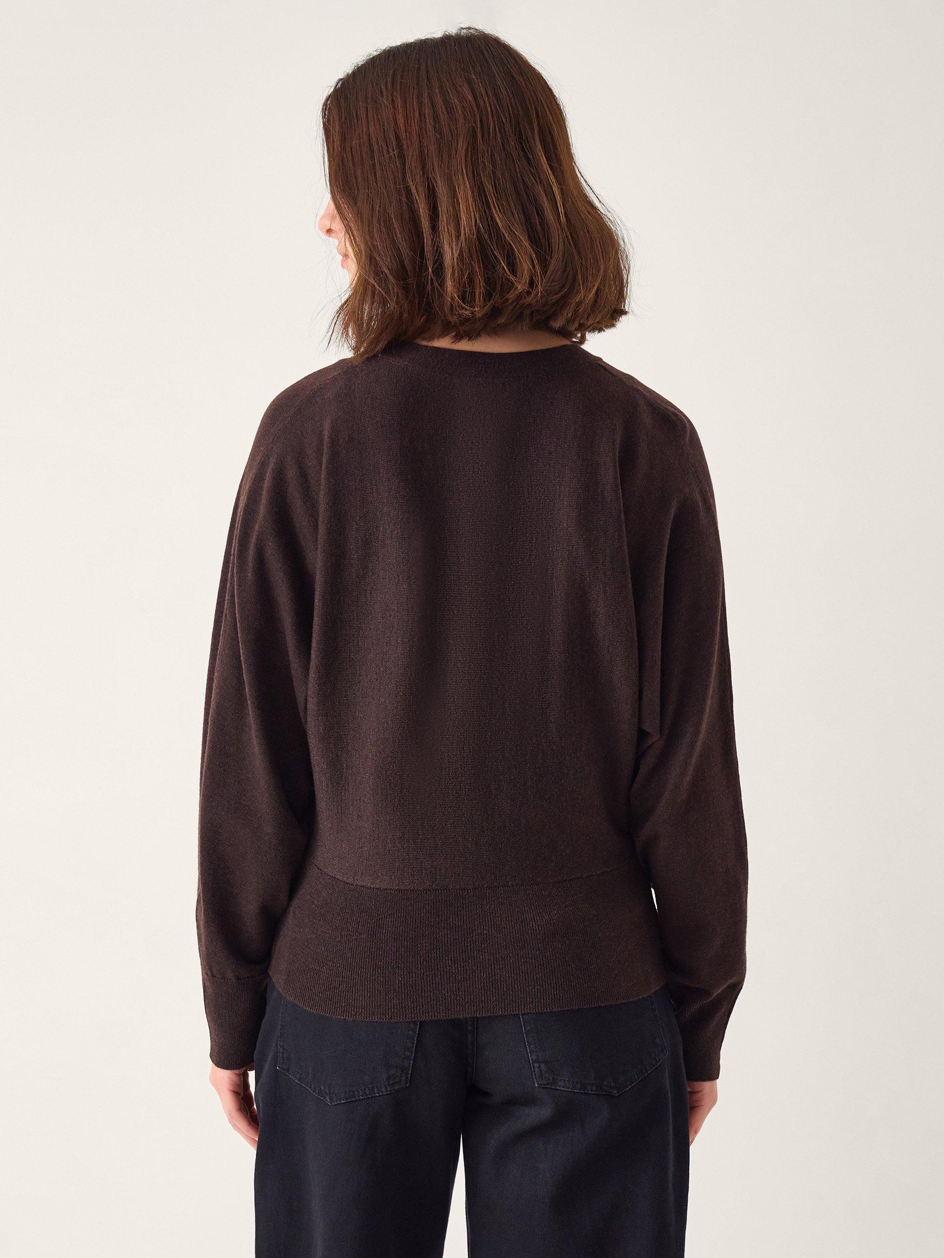 Product image 2 of 4, which shows Monsoon Thea Trim Cardigan, Chocolate, S