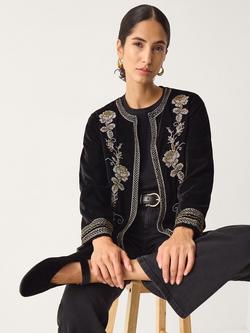 Monsoon Heather Embellished Jacket, Black, Black