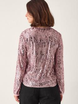 Monsoon Tabi Tie Sequin Jacket, Pink - view 2, Pink