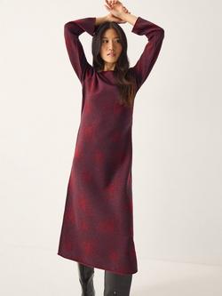 Monsoon Fianna Abstract Floral Midi Dress, Cherry, Cherry