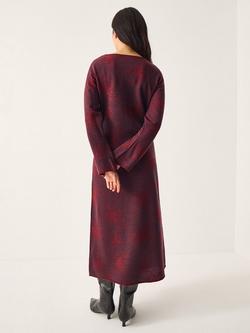 Monsoon Fianna Abstract Floral Midi Dress, Cherry - view 2, Cherry