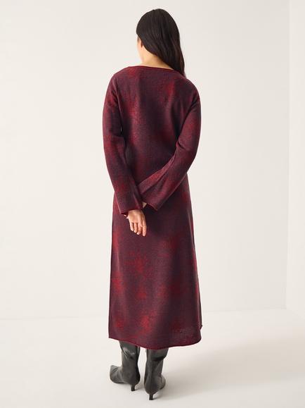 Monsoon Fianna Abstract Floral Midi Dress, Cherry - view 2, Cherry