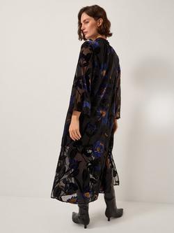 Monsoon Giselle Floral Velvet Dress, Midnight - view 2, Midnight