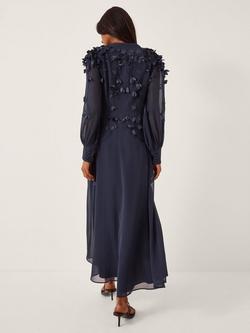 Monsoon Gwen Textured Midi Dress, Navy - view 2, Navy