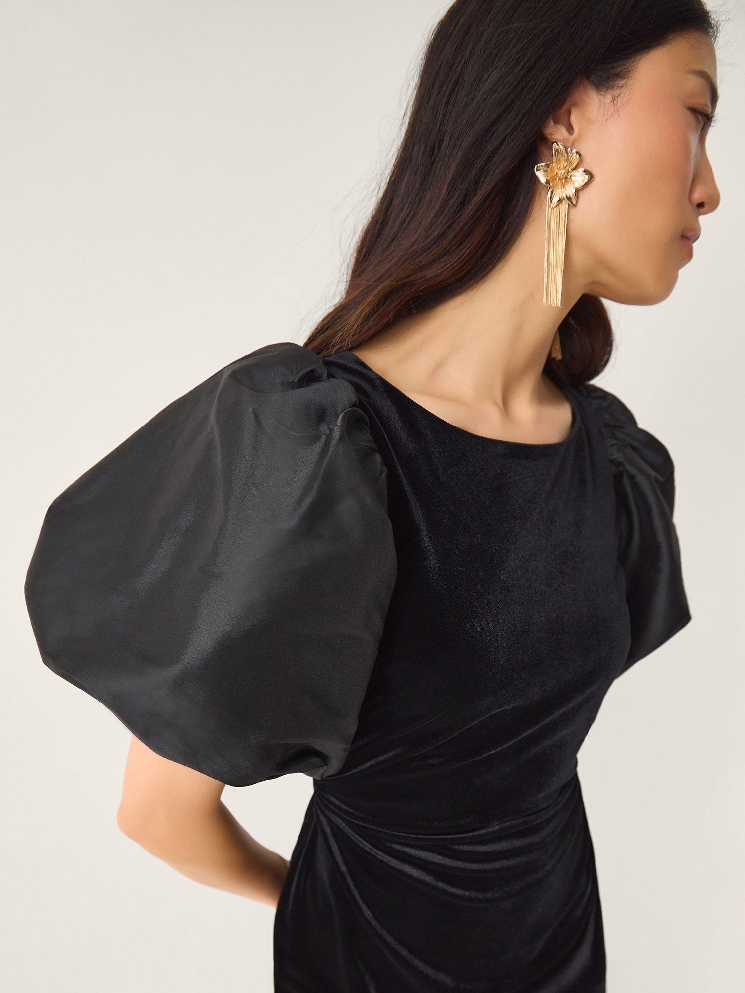Product image 3 of 5, which shows Monsoon Sadie Velvet Shift Dress, Black, 8