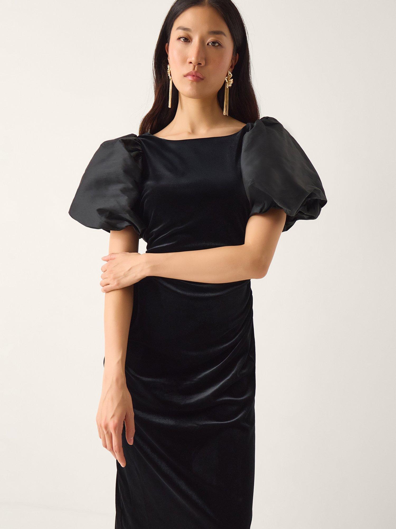 Product image 4 of 5, which shows Monsoon Sadie Velvet Shift Dress, Black, 8