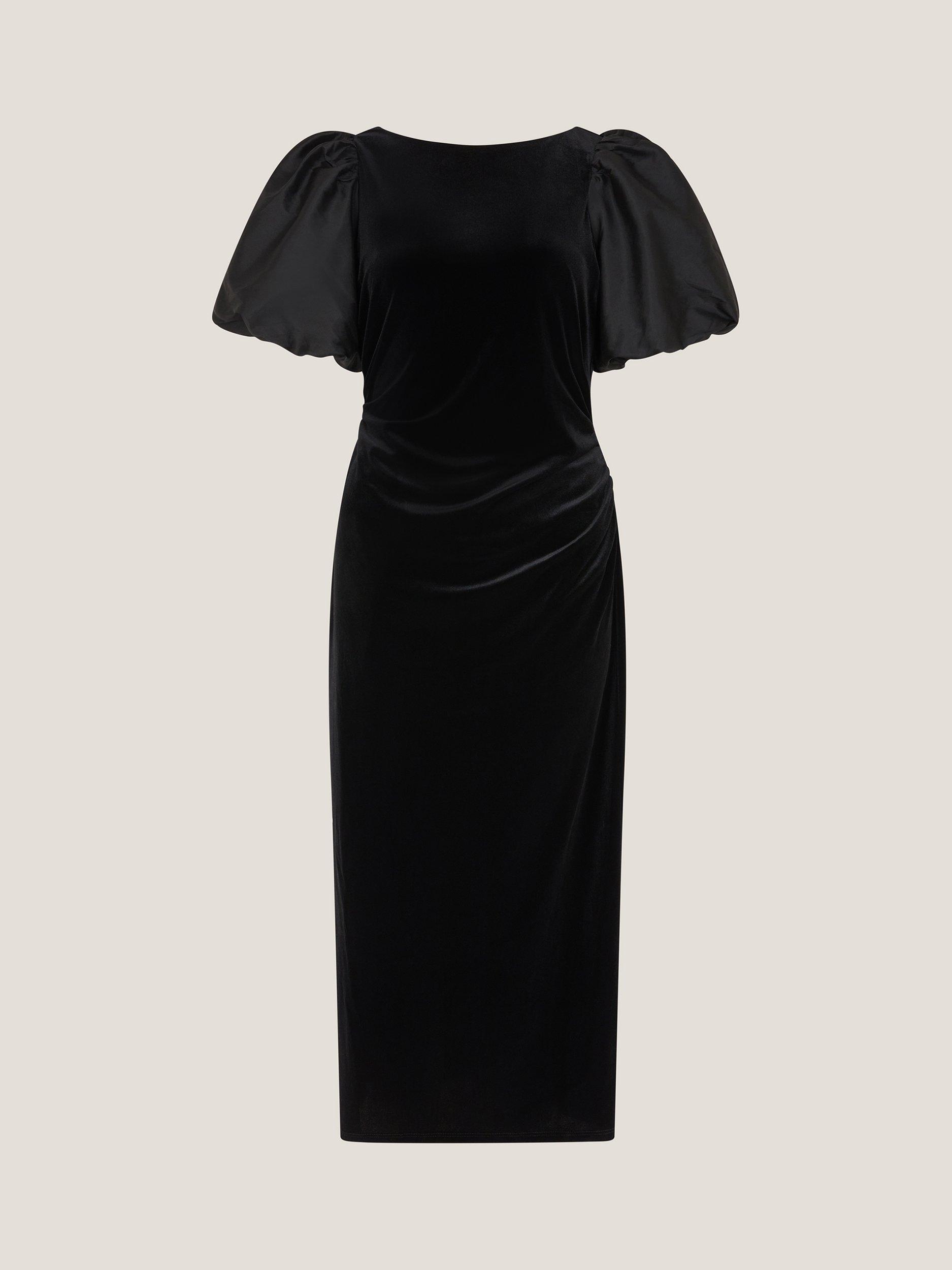 Product image 5 of 5, which shows Monsoon Sadie Velvet Shift Dress, Black, 8