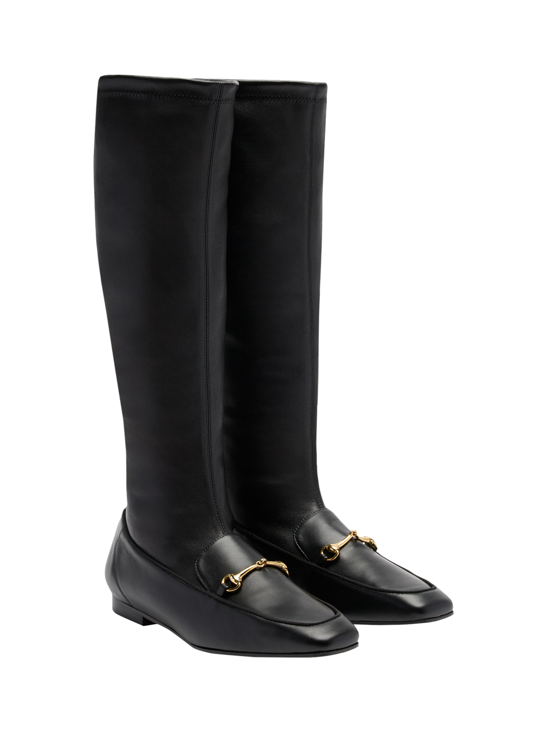Product image 2 of 4, which shows Russell & Bromley Carden Leather Ultra Thin Stretch Flat Tall Boots, Black, 5