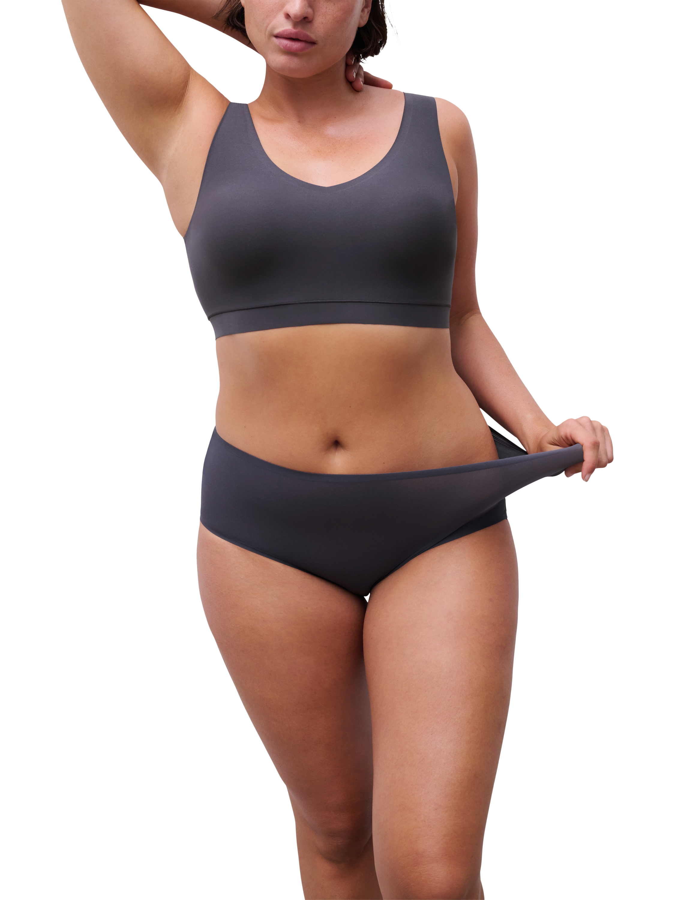 Product image 6 of 7, which shows Chantelle Soft Stretch High Waist Knickers, Carbon, One Size