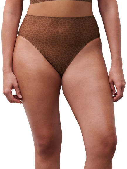 Chantelle Soft Stretch High Leg Knickers, Wild Brown