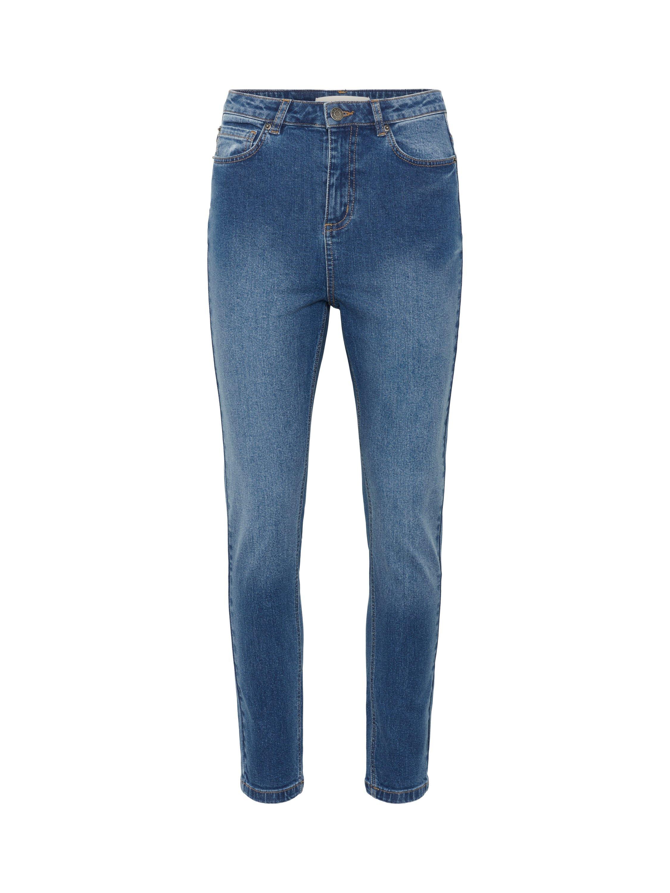 Product image 5 of 6, which shows KAFFE Willow High Waisted Slim Fit Jeans, Medium Blue, 25R