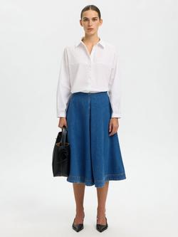 Selected Agathe Midi Denim Skirt, Medium Blue, Medium Blue