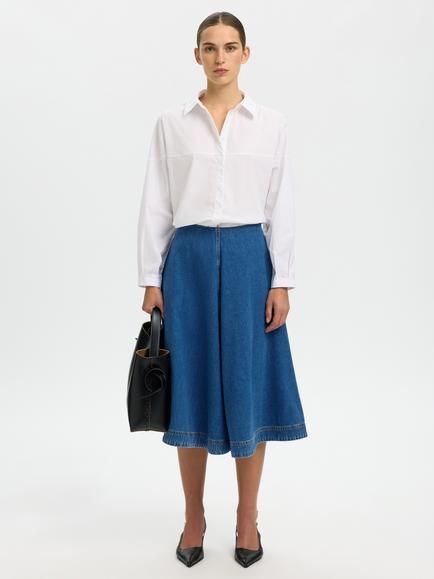 Selected Agathe Midi Denim Skirt, Medium Blue, Medium Blue