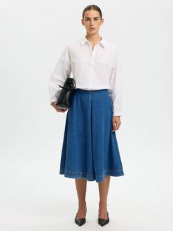 Selected Agathe Midi Denim Skirt, Medium Blue - view 2, Medium Blue
