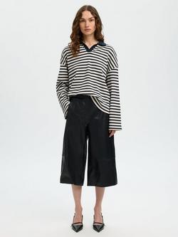 Selected Gigi Leather Culottes, Black, Black