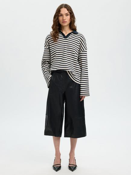 Selected Gigi Leather Culottes, Black, Black