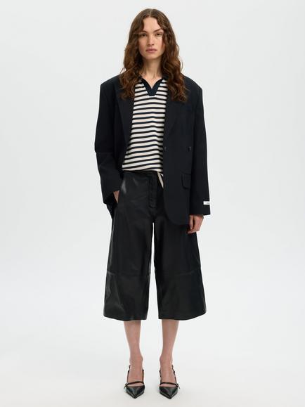 Selected Gigi Leather Culottes, Black - view 2, Black