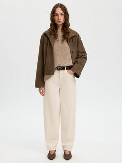 Selected Aiden High Collar Suede Jacket, Chocolate Chip - view 2, Chocolate Chip