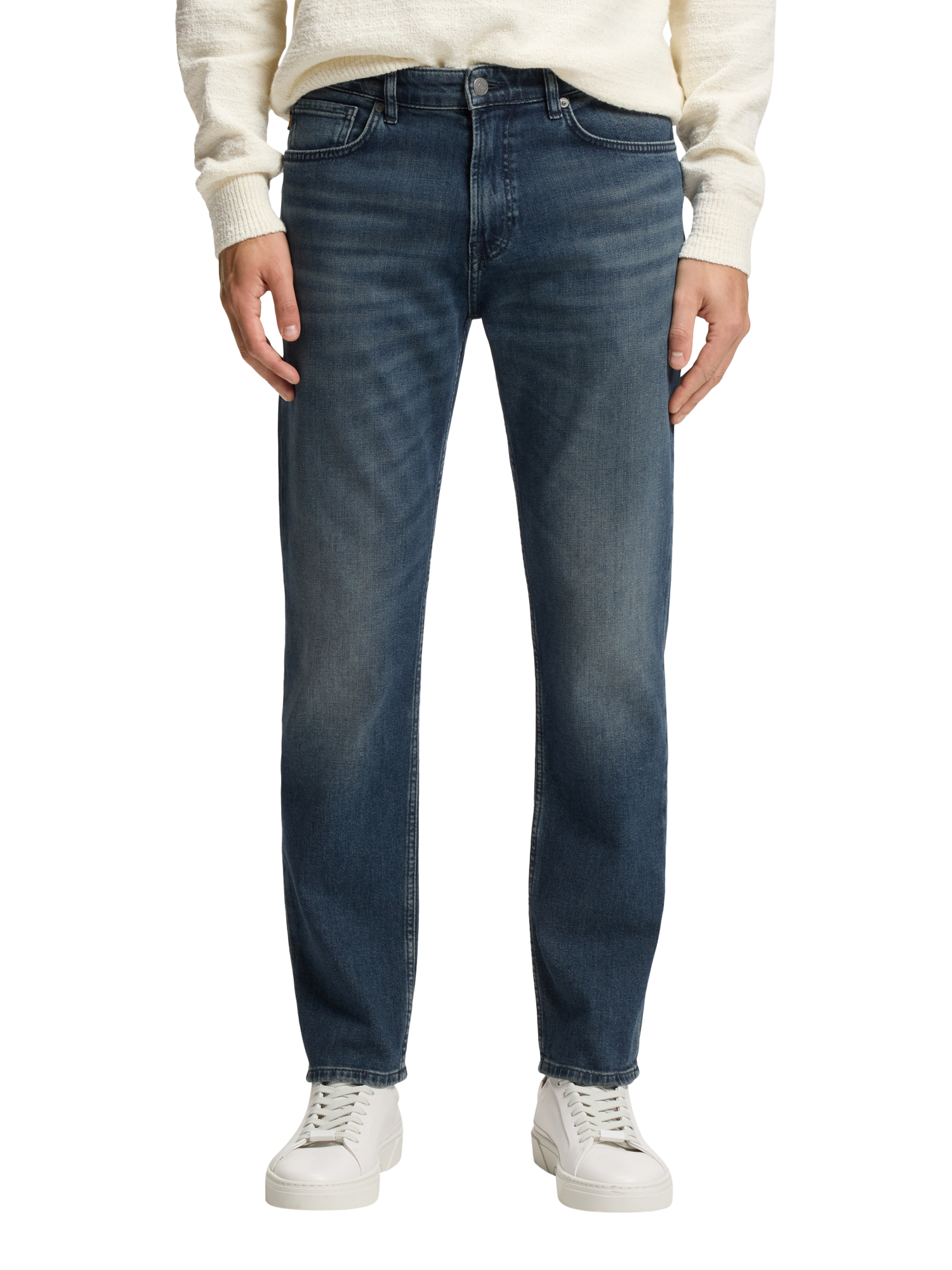 Product image 1 of 6, which shows BOSS Maine Straight Jeans, Navy, 32R