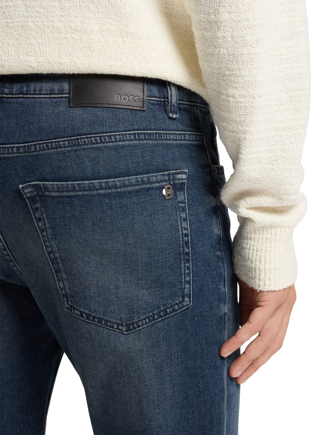 Product image 5 of 6, which shows BOSS Maine Straight Jeans, Navy, 32R