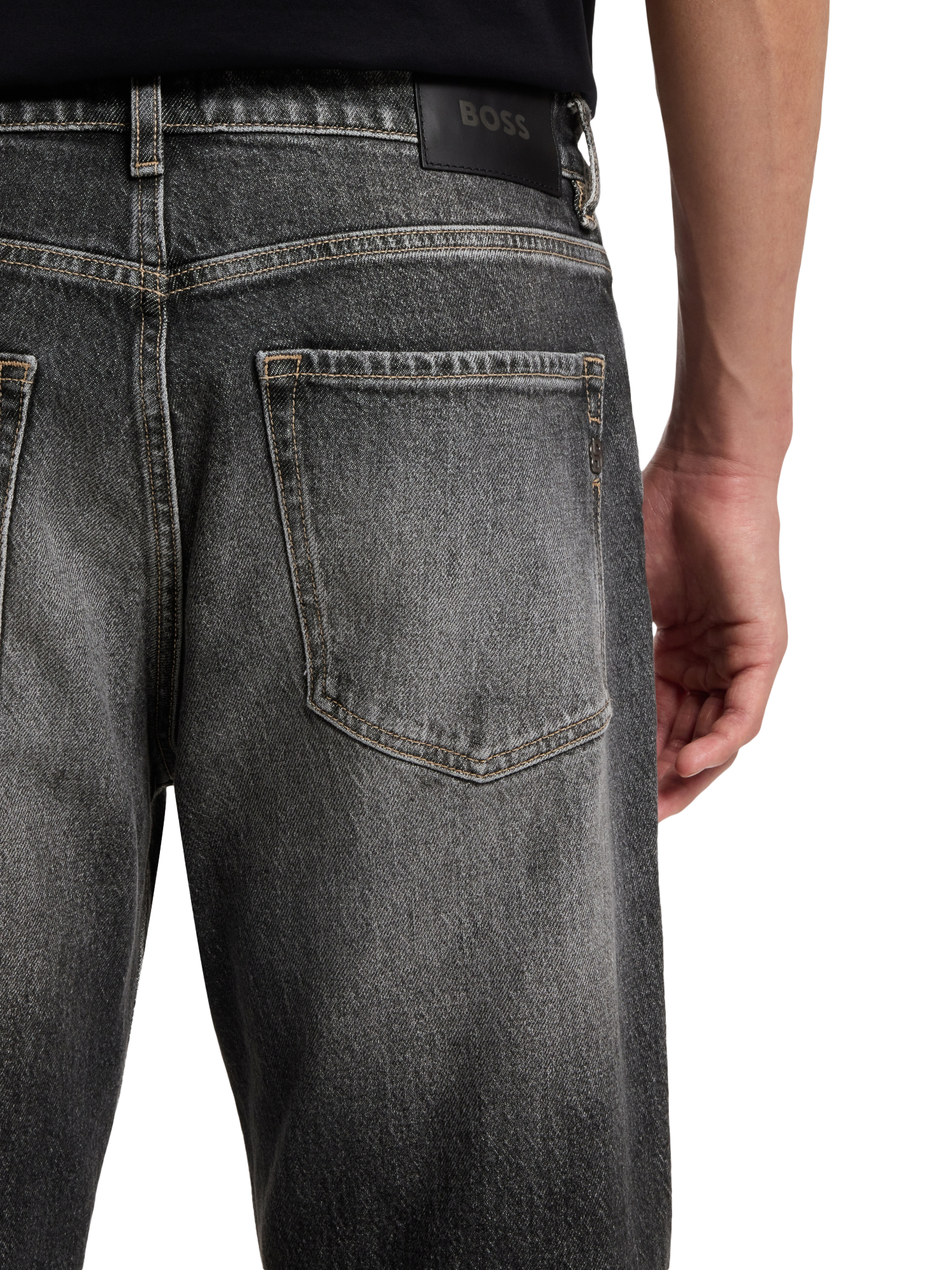 Product image 5 of 6, which shows BOSS Maine Tapered Jeans, Black, 32R