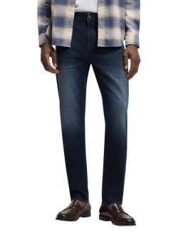 BOSS Maine Tapered Leg Stretch Denim Jeans, Dark Blue, Dark Blue