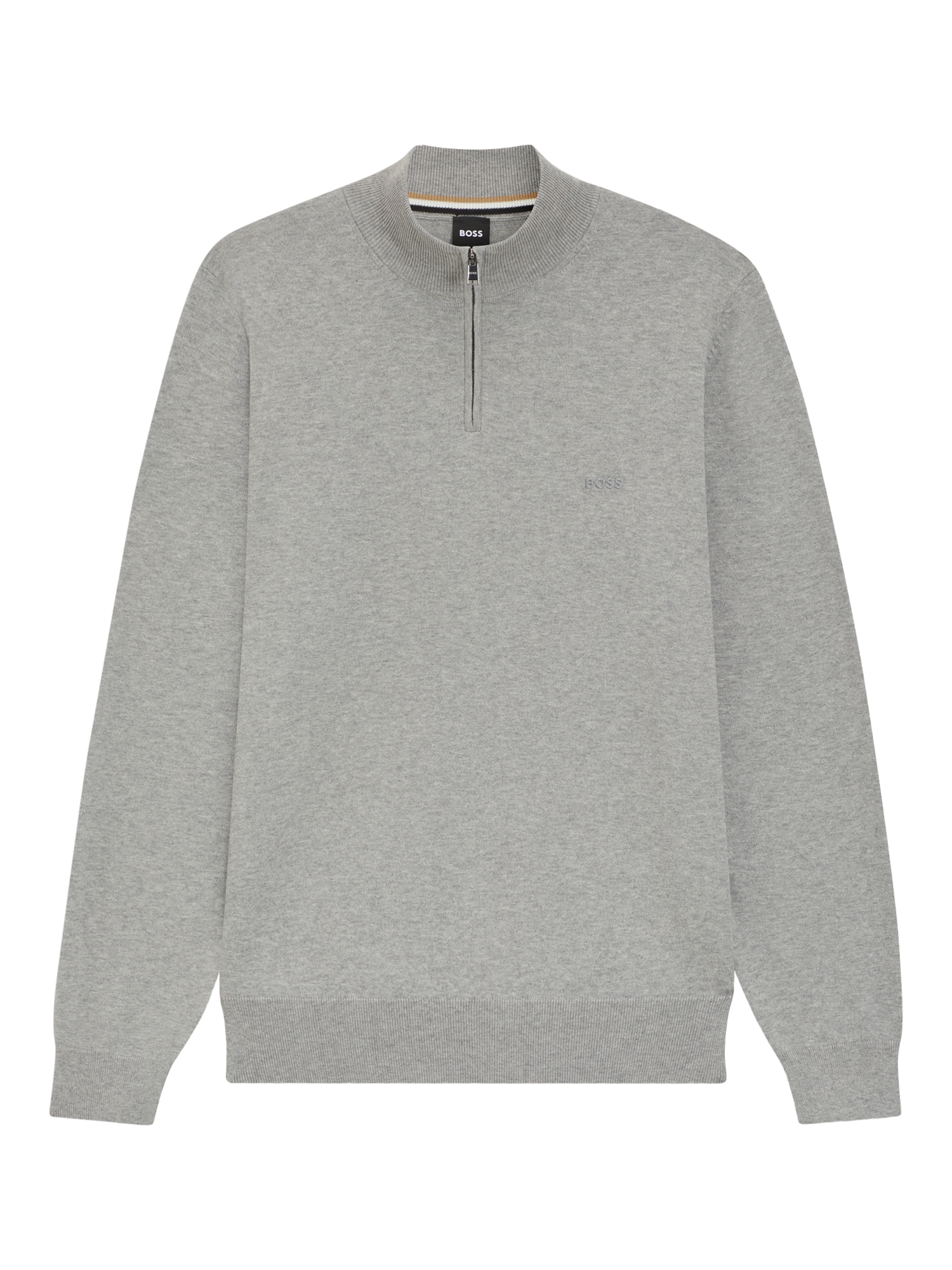 Product image 4 of 5, which shows HUGO BOSS BOSS Padro Half Zip Cotton Jumper, Silver, M
