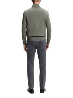 BOSS Cotton Blend Quarter-Zip Jumper, Mid Grey - view 2, Mid Grey