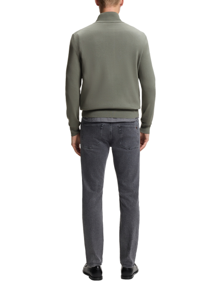 BOSS Cotton Blend Quarter-Zip Jumper, Mid Grey - view 2, Mid Grey