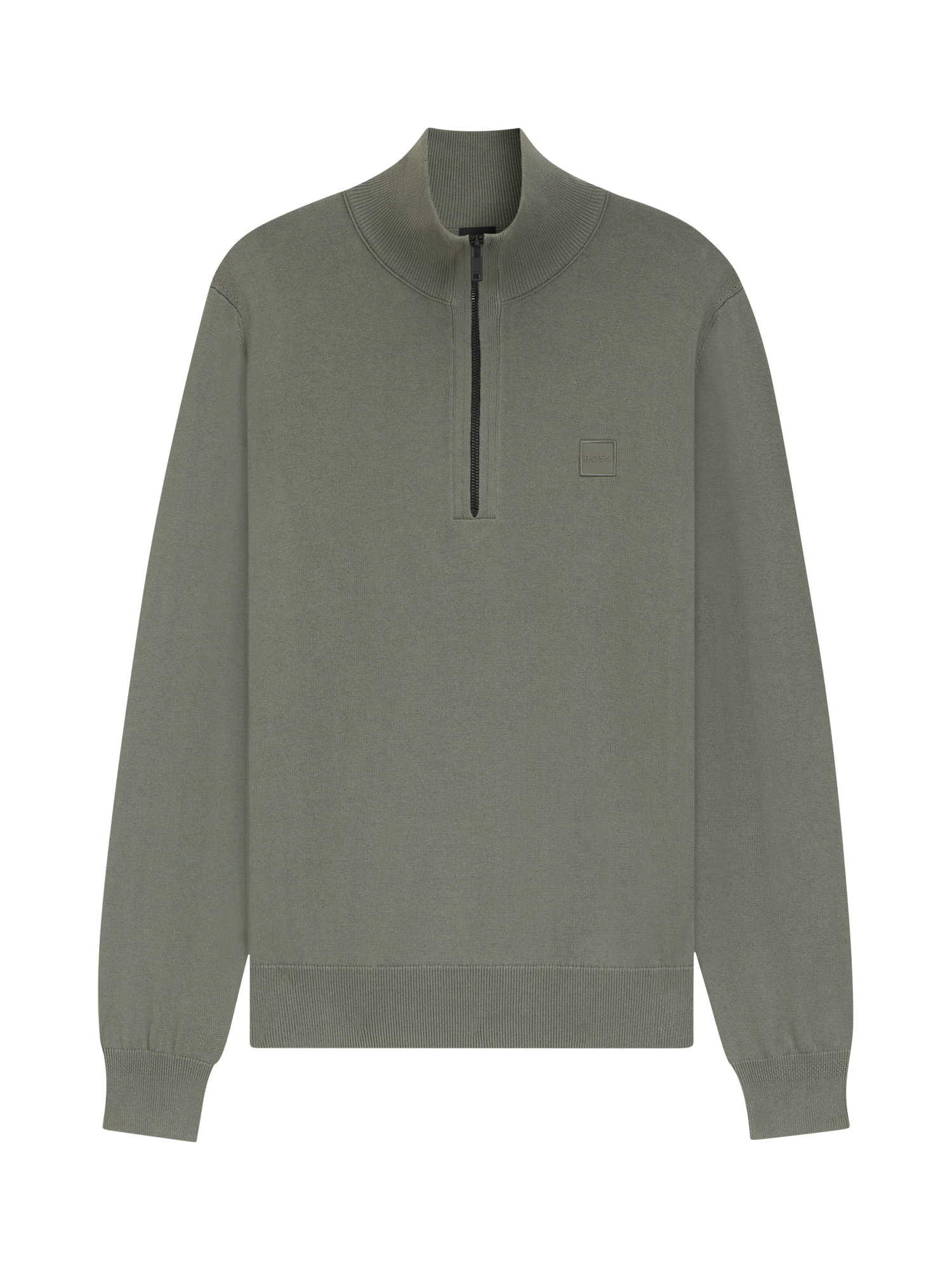 Product image 4 of 5, which shows BOSS Cotton with Cashmere Quarter-Zip Jumper, Mid Grey, L
