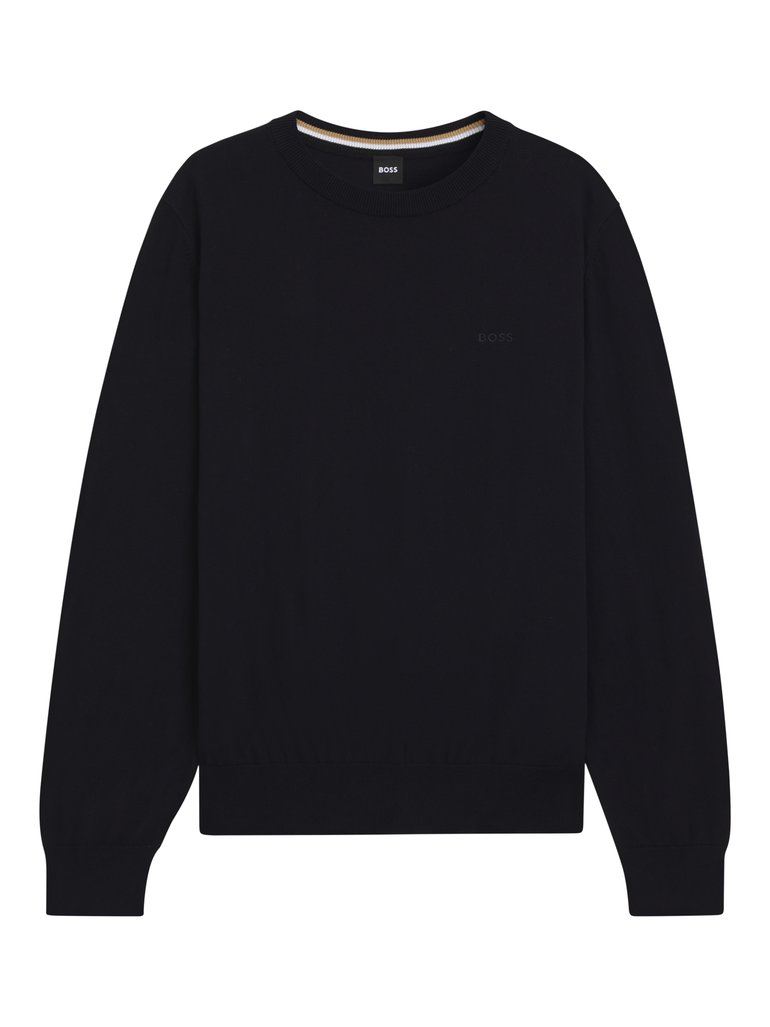 Product image 4 of 5, which shows HUGO BOSS BOSS Cotton Round Neck Jumper, Black, M