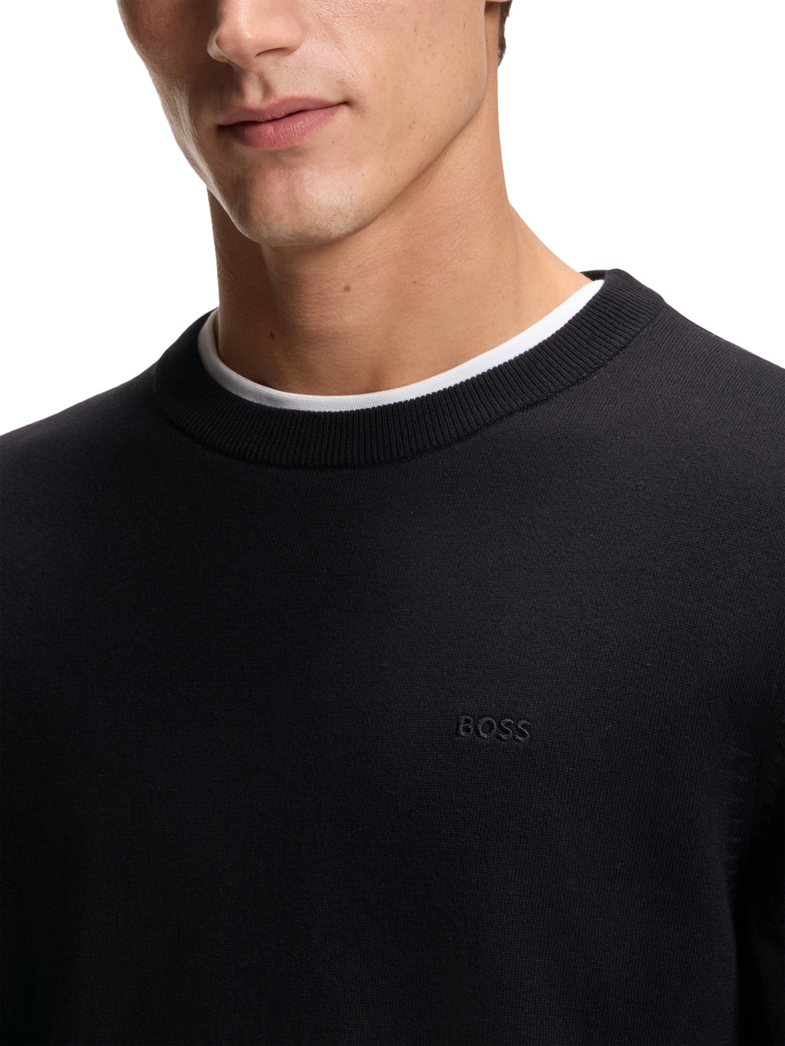 Product image 5 of 5, which shows HUGO BOSS BOSS Cotton Round Neck Jumper, Black, M