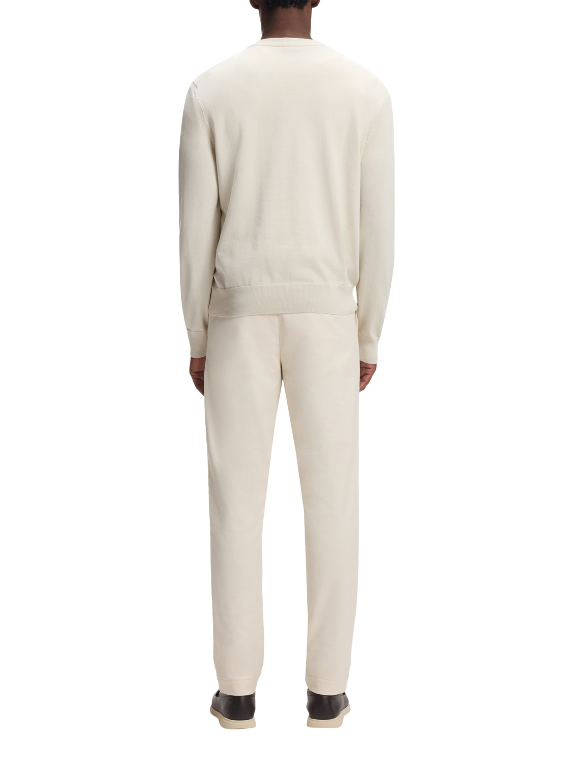 Product image 2 of 5, which shows HUGO BOSS BOSS Cotton Round Neck Jumper, Open White, M