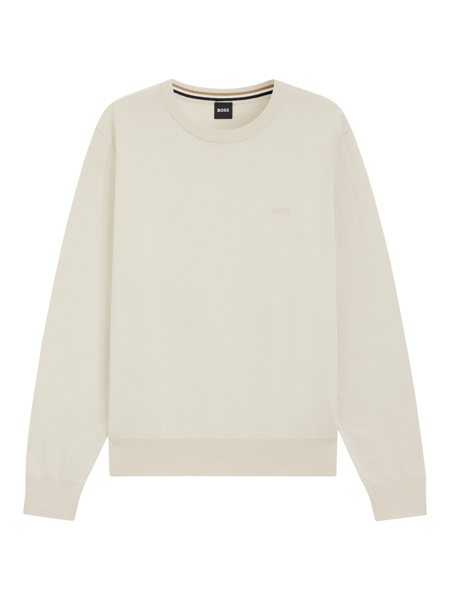 Product image 4 of 5, which shows HUGO BOSS BOSS Cotton Round Neck Jumper, Open White, M
