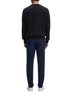 HUGO BOSS BOSS Cotton Round Neck Jumper - view 2, Dark Blue