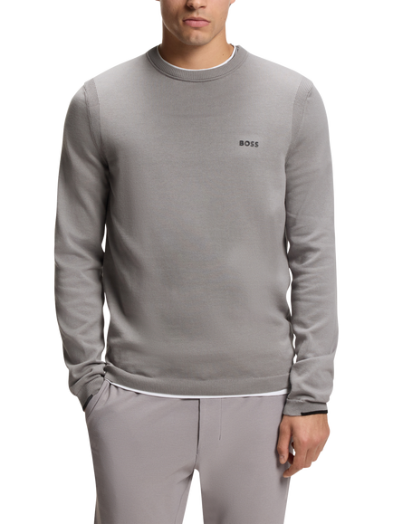 HUGO BOSS BOSS Cotton Crew Neck Jumper, Open Grey