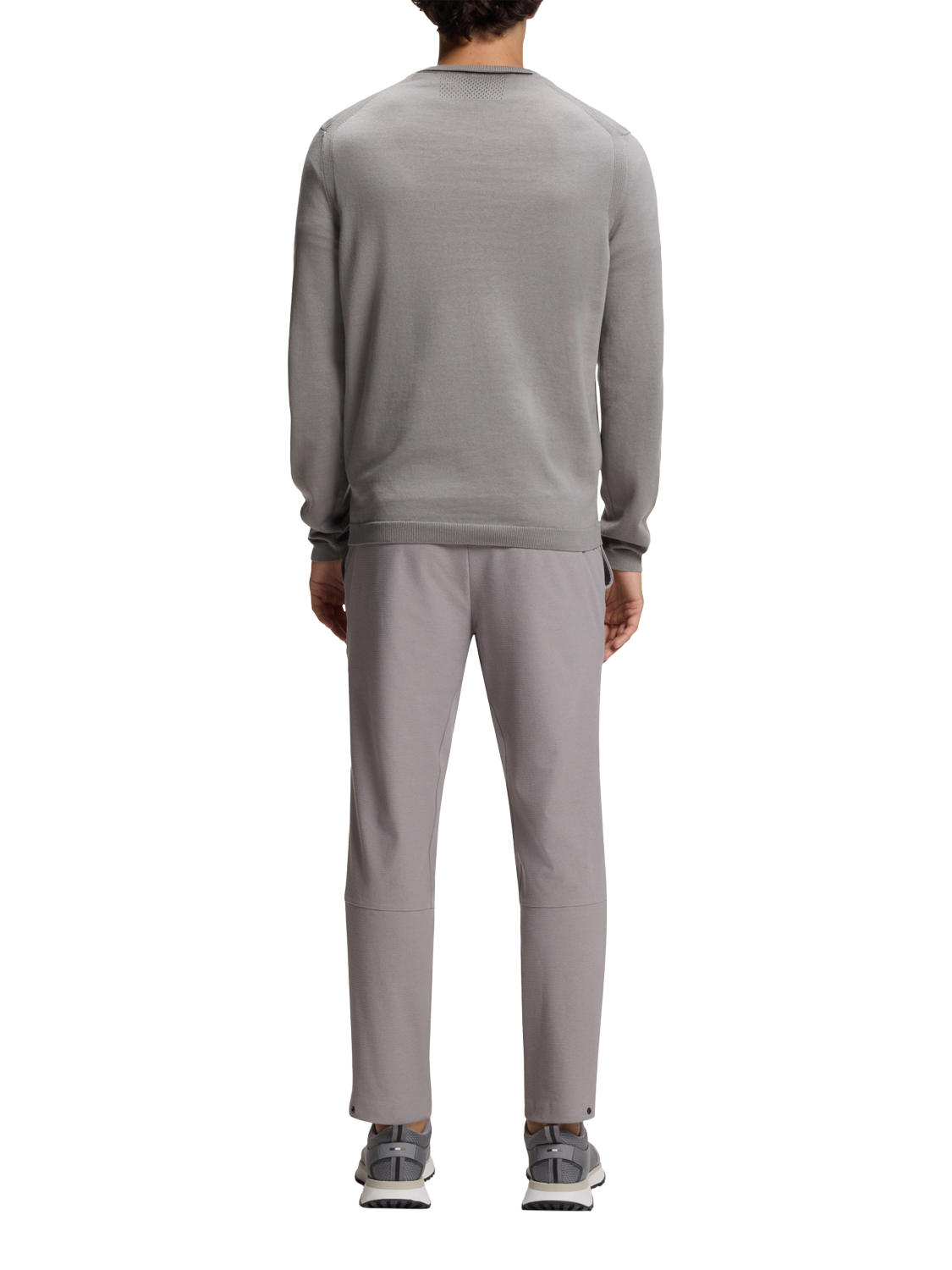 Product image 2 of 5, which shows HUGO BOSS BOSS Cotton Crew Neck Jumper, Open Grey, L