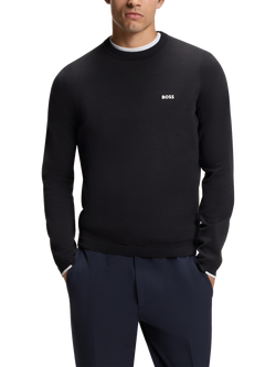 HUGO BOSS BOSS Cotton Crew Neck Jumper, Dark Blue