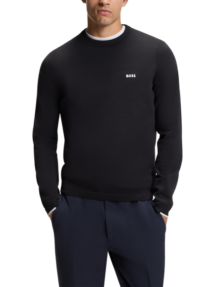 HUGO BOSS BOSS Cotton Crew Neck Jumper, Dark Blue