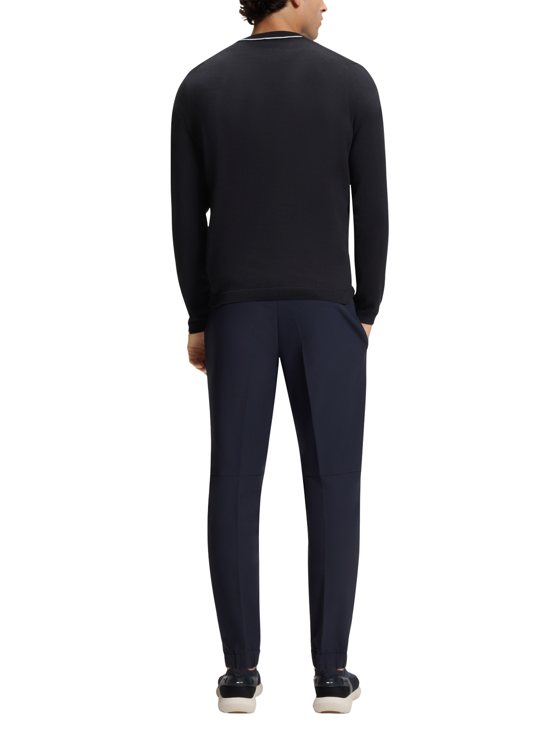 Product image 2 of 5, which shows HUGO BOSS BOSS Cotton Crew Neck Jumper, Dark Blue, L