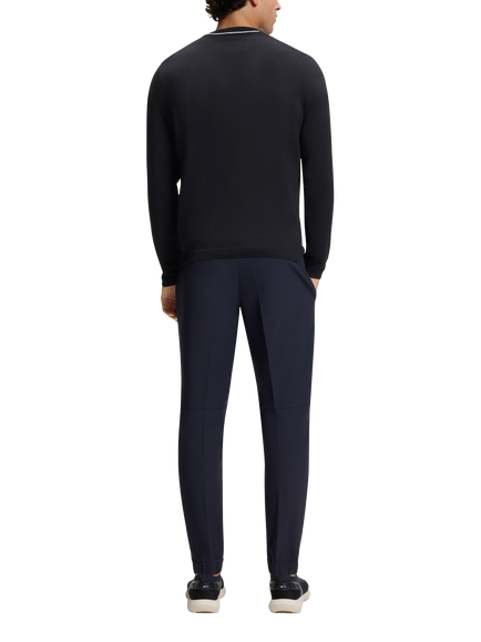 HUGO BOSS BOSS Cotton Crew Neck Jumper - view 2, Dark Blue