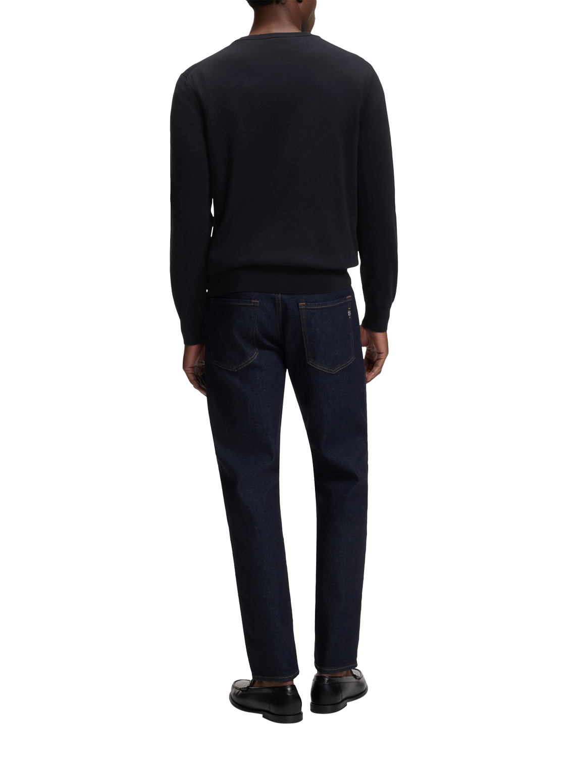 Product image 2 of 5, which shows HUGO BOSS BOSS Cotton Crew Neck Jumper, Dark Blue, M