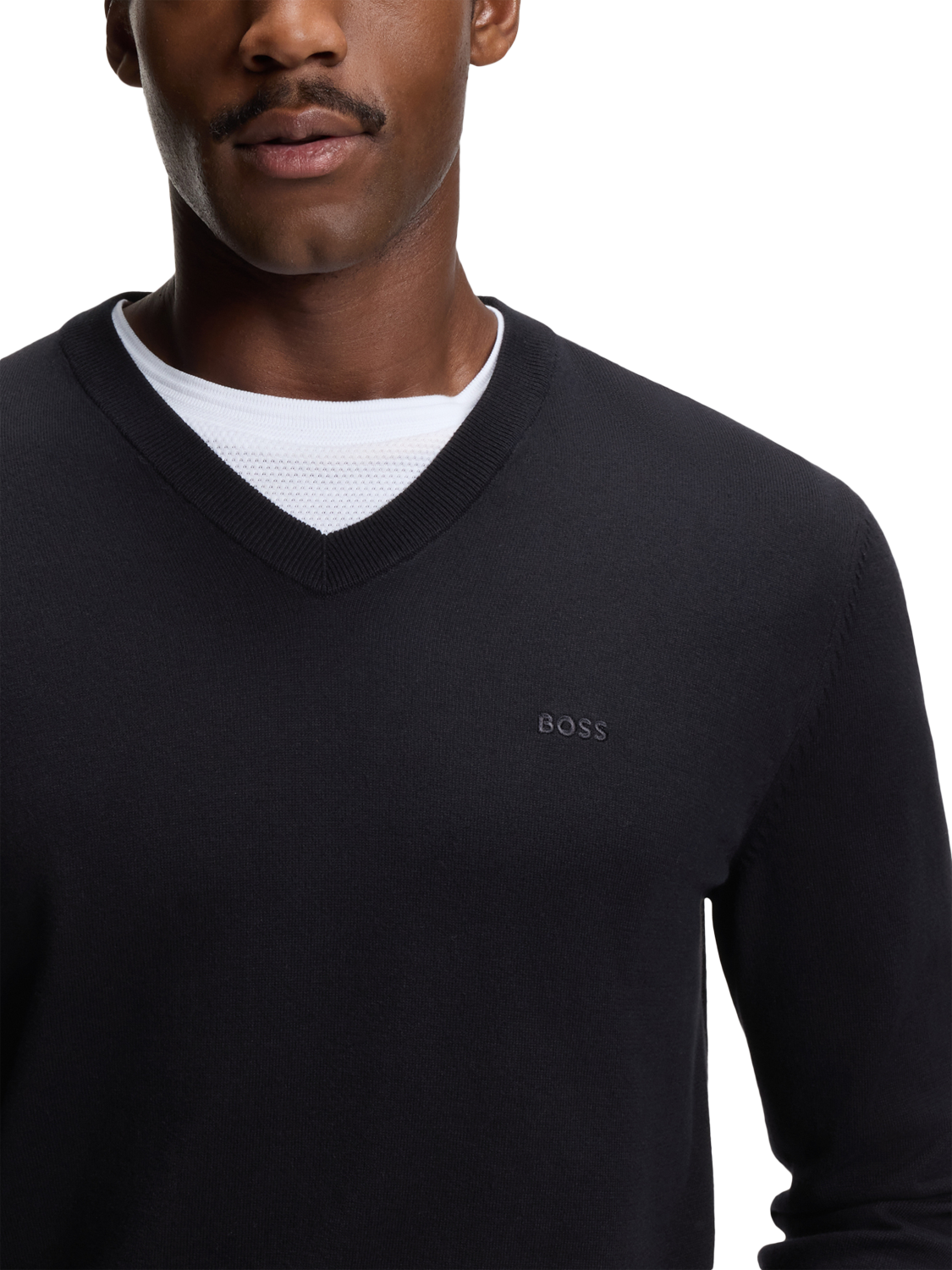 Product image 5 of 5, which shows HUGO BOSS BOSS Cotton Crew Neck Jumper, Dark Blue, M