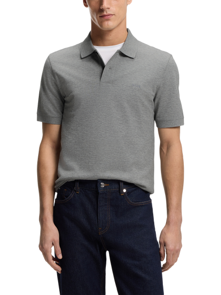 BOSS Pallas Cotton Polo Top, Silver