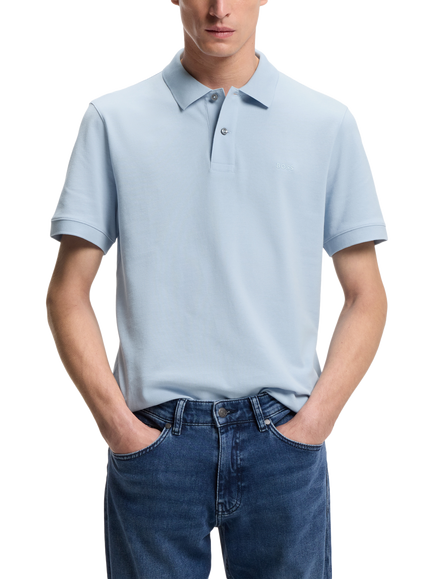 BOSS Pallas Cotton Polo Top, Light Pastel Blue