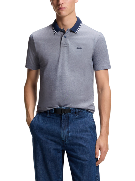 HUGO BOSS Cotton Logo Polo Shirt, Open Blue, Open Blue